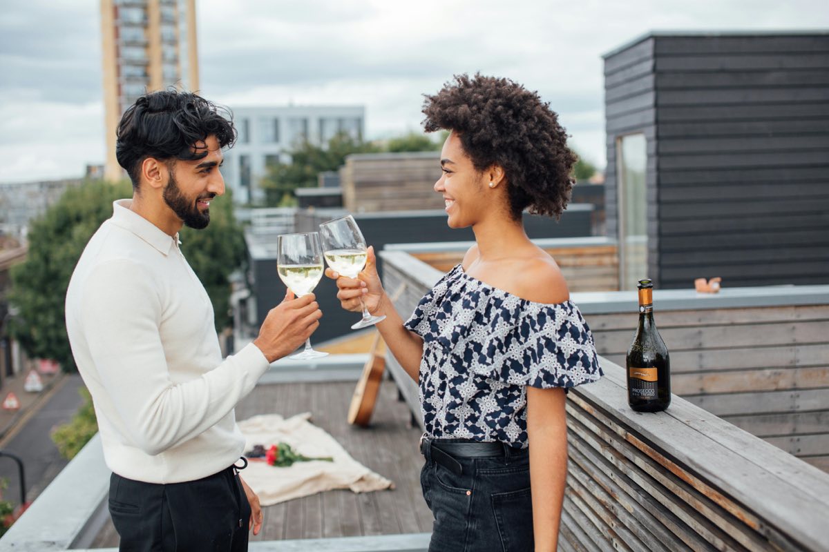 Couple celebrating together